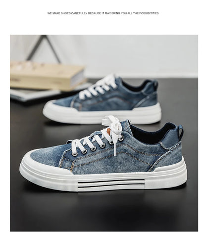 Personalized Spring and Autumn New Men's Shoes, Korean Style Fashionable Large Size Low-Top Casual Shoes, Denim Single Shoes, Versatile Sneakers