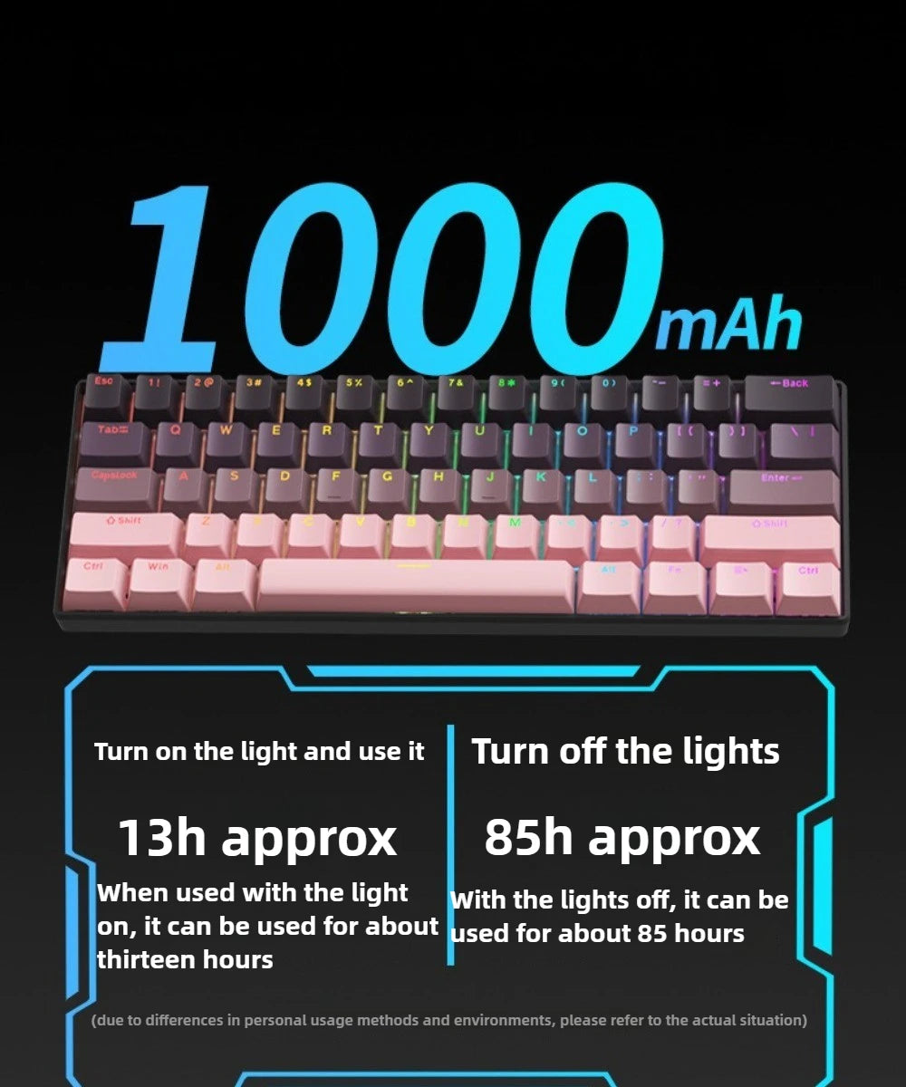 Bluetooth Wireless Mechanical Keyboards RGB Gamer Keyboard for Tablet Mechanical 60% iPad Backlit Mini USB Keyboard