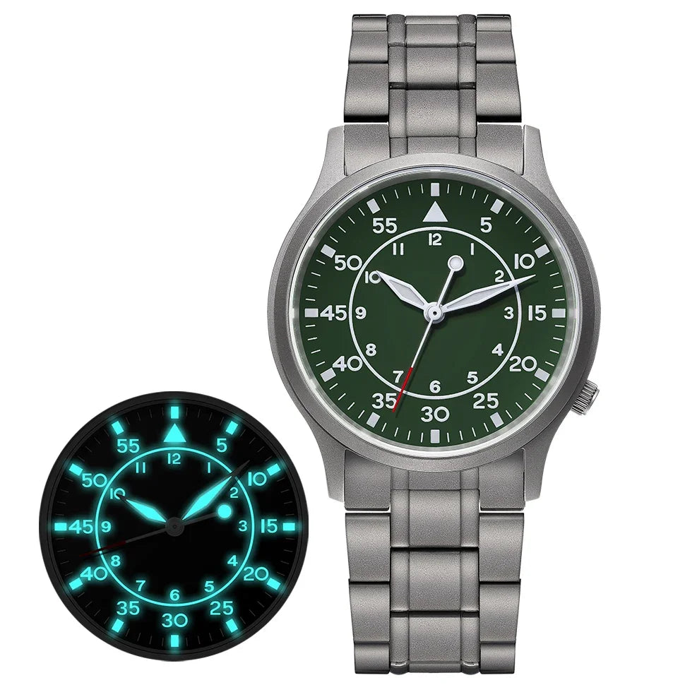 BERNY Titanium Men Wristwatch AR Coat Sapphire Fashion Wristwatch Luminous VH31 Ultra-thin Quartz Watch Waterproof 5ATM Watches