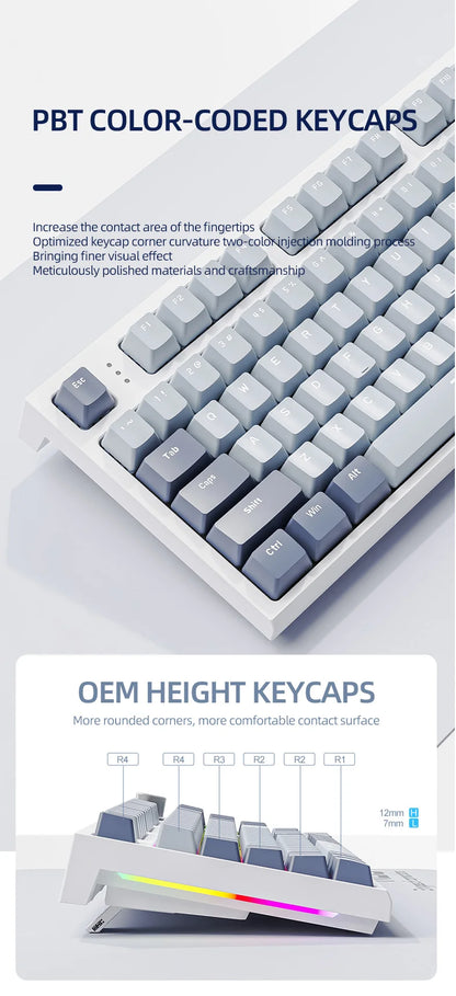Teclado mecânico ATTACK SHARK K86 com botão metálico, ecrã TFT inteligente a cores, layout de 87 teclas, iluminação RGB e ligação trimodo