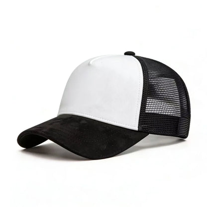 Șapcă de baseball din plasă de vară pentru femei și bărbați, șapcă din piele de căprioară uni, cu patch și închidere snapback, casual, respirabilă, unisex, de stradă, hip-hop, șepci de camionagiu