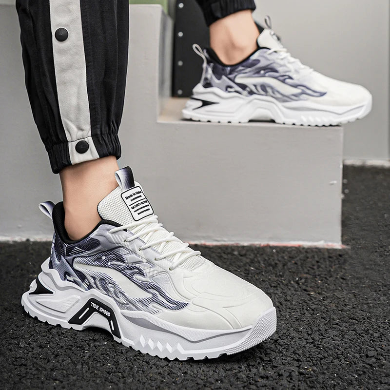 Men Sports Shoes Fashion Lace Up Versatile Non Slip Thick Soled Teenagers Daily Wear Comfortable Casual Running Shoes for Men