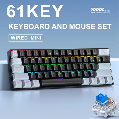 Teclado mecânico mini APAYADO K61, com fio, 61 teclas, Phantom RGB, interruptor mecânico vermelho/azul preto/branco para gaming, 60% portátil