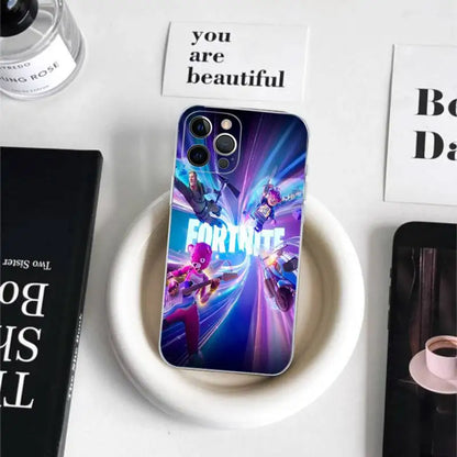 Capa de Telemóvel em TPU Macio Transparente Estilo Cartoon B-Battle-R-Royales-F-FortniteS para iPhone 17 16 15 14 13 12 11 Pro Max Plus