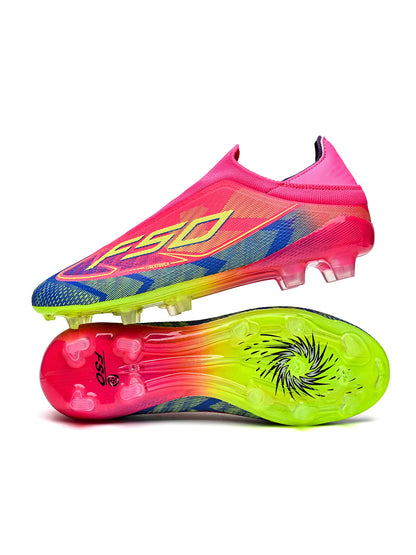 Classic AG/FG Football Shoes with TPU Wear-Resistant Long Studs, PU Mixed Fabric Upper, Non-Slip and Comfortable for Kids' Outdoor Football