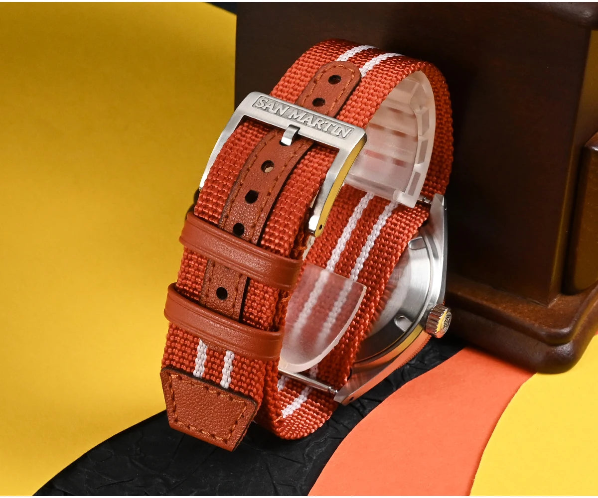 Orologio da uomo automatico San Martin 39.5mm Limited Edition con quadrante Full Lume, NH34 GMT, data a ore 6, 10Bar, Kol Saati di lusso SN0116W