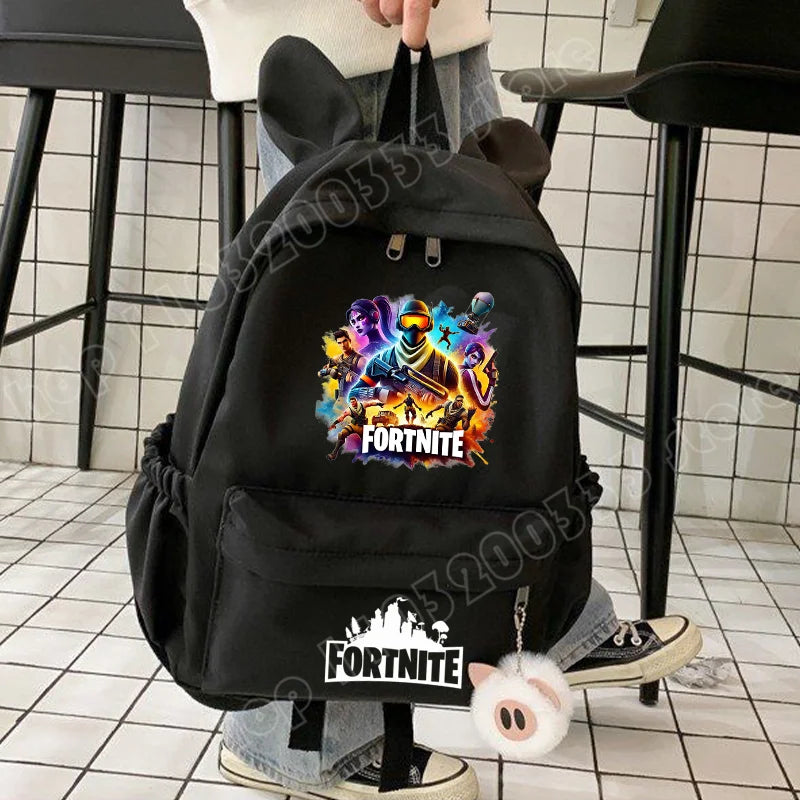 Nova Mochila Fortnite Cartoon para Rapaz e Rapariga, Mochila Escolar Casual de Grande Capacidade para Estudante, Mochila de Viagem com Orelhas de Coelho, Presente de Papelaria