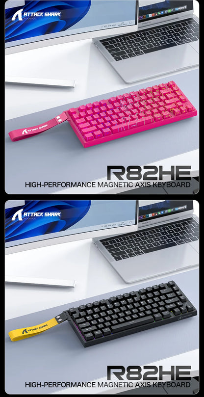 ATTACK SHARK R82 HE Teclado Magnético com Fio 75% RGB 8000Hz Rapid Trigger Atuação de 0.005mm Teclado Gaming
