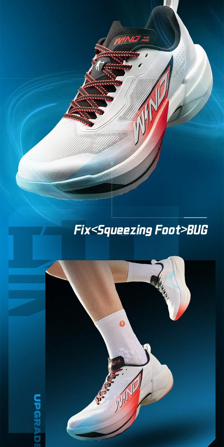 QIAODAN WIND 4PRO Marathonlaufschuhe mit Carbonplatte für Herren – professionelle Racing-Sneaker 2026, atmungsaktive Laufsportschuhe QDB023262291