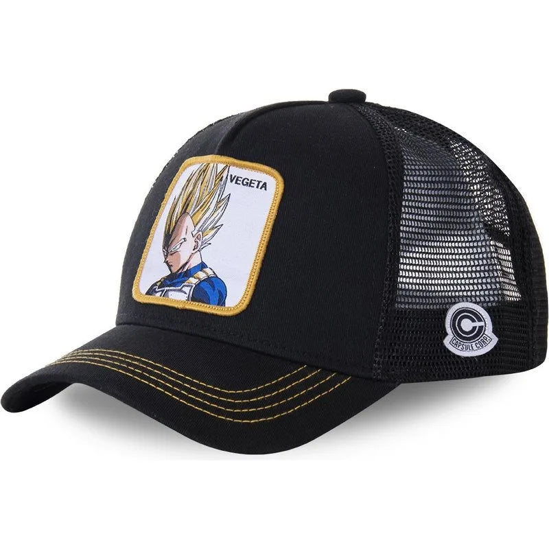 Cappellino Dragon Ball Son Goku da viaggio estivo con visiera, da uomo, ricamato, stile hip-hop, visiera parasole, cappellino trucker regolabile in rete
