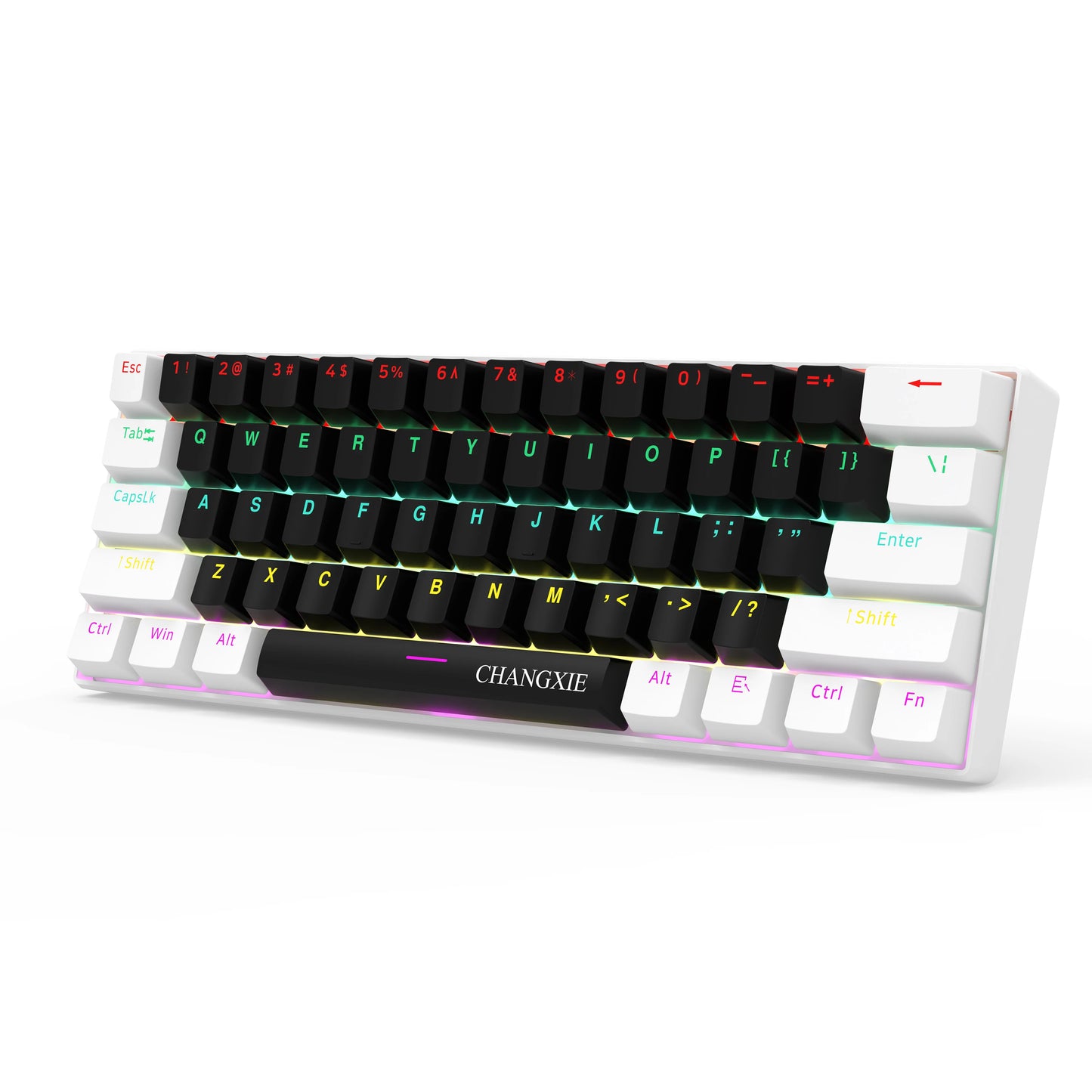 60% Compact Wired Mechanical Keyboard 61 Keys RGB Backlight Red Switch Ergonomic Small Portable for Office Computer Windows Tablet