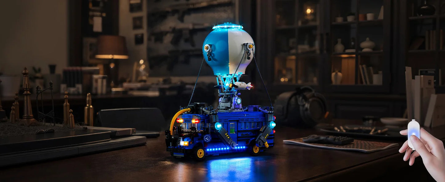 Conjunto de iluminação LED sem modelo, compatível com blocos de construção LEGO Fortnite Battle Bus 77073