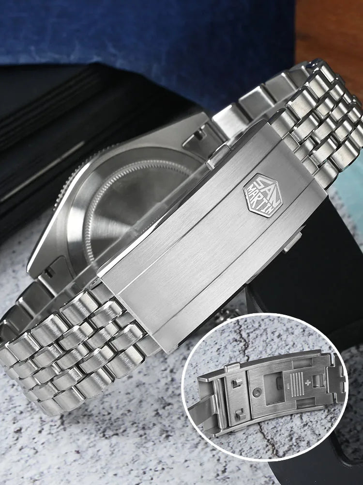 San Martin 40mm Luxus-Taucheruhr für Herren, Miyota 9015, Sunburst-Emaille-Zifferblatt, automatische mechanische Armbanduhr, wasserdicht bis 200m, SN0148