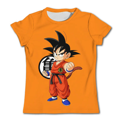 Dragon Ball Goku Cosplay T Shirts Super Saiyan Boys Kids Clothes Short Sleeve T-shirt White Black Orange Breathable Jersey