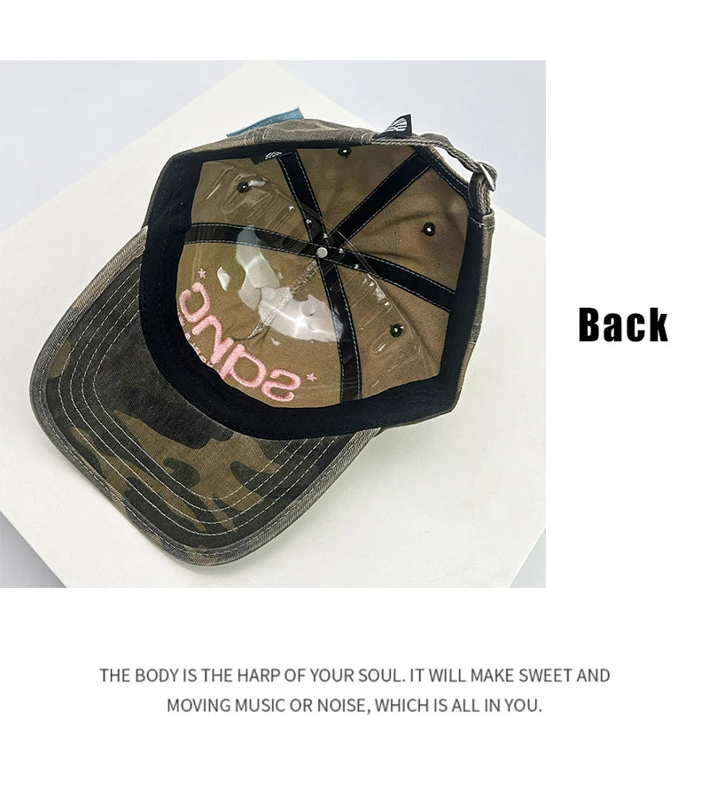 New Unisex American Style CAMO Letter Embroidery Baseball Hats Breathable Hip Hop Sunshade Peaked Caps Versatile Fashion Niche