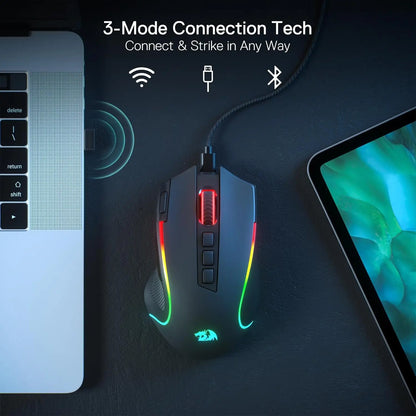 Redragon M612 PRO BT & 2.4 RGB Gaming Mouse, 8000 DPI Wired/Wireless Optical Gamer Mice, 11 Programmable Buttons & 6 Backlit Modes
