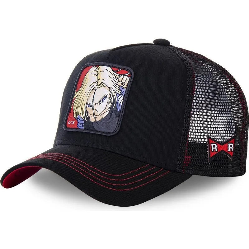 Cappellino Dragon Ball Son Goku da viaggio estivo con visiera, da uomo, ricamato, stile hip-hop, visiera parasole, cappellino trucker regolabile in rete