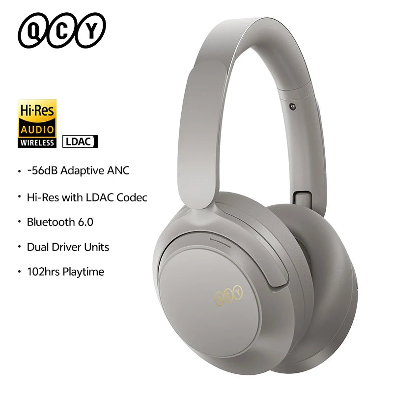 Cuffie over-ear QCY H3S ANC Bluetooth 6.0 – Hi-Res LDAC Spatial Audio, cancellazione adattiva del rumore -56dB, headset wireless