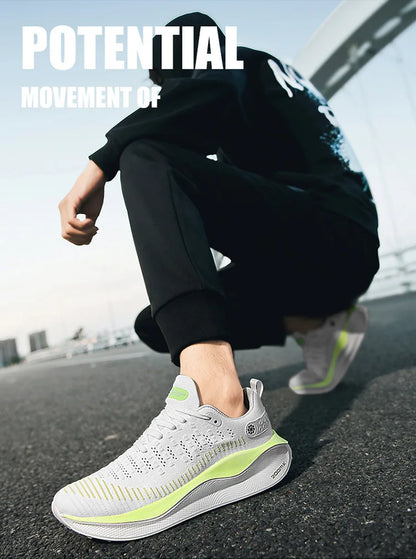 Men's Cushioned Running Shoes EVA Midsole for Shock Absorption Lightweight & Breathable Mesh Sports Sneakers for Gym and Walking