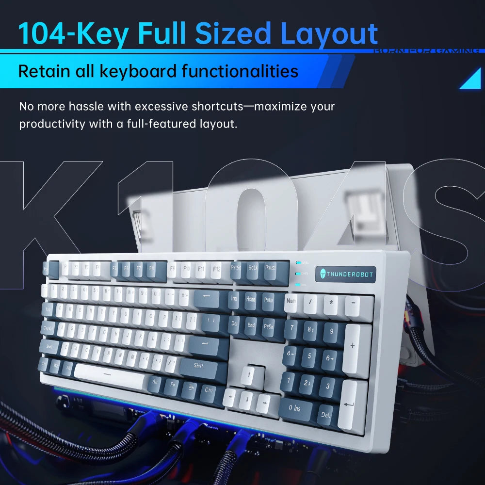 Thunderobot K104S Mechanical Keyboard Full-Size 104 Keys Wired Office Gaming Keyboard ABS Shine-through Keycaps For PC Laptop