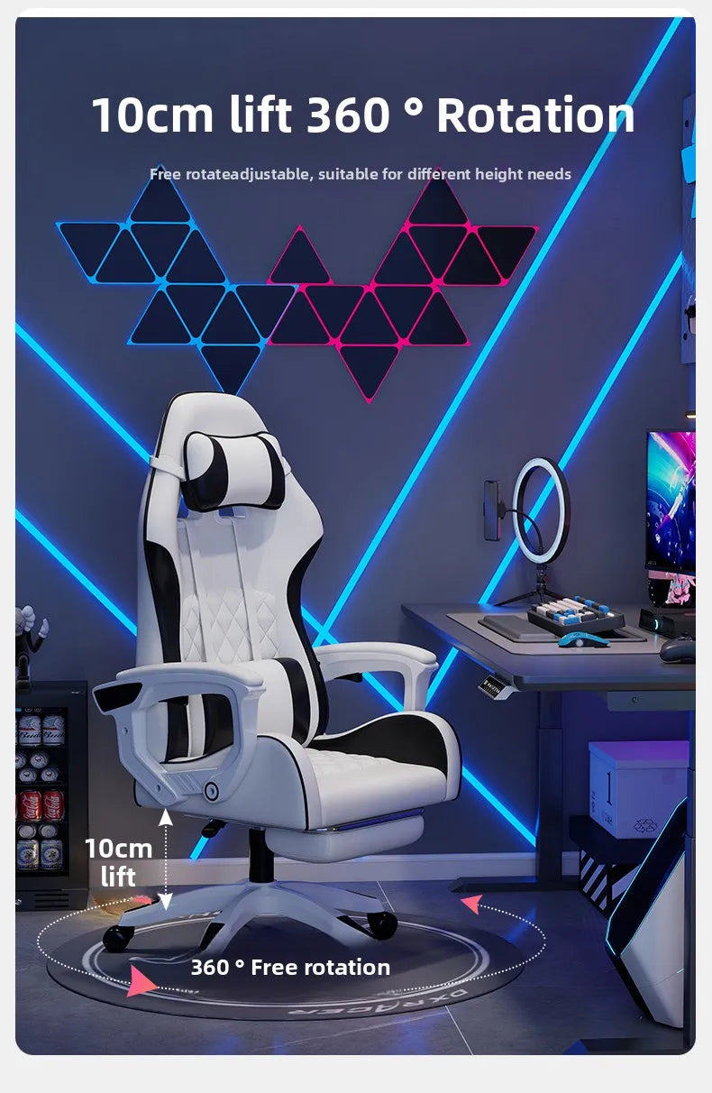 Мъжки e-sports стол, удобен за продължително седене, компютърен стол с възможност за накланяне за отдих, облегалка