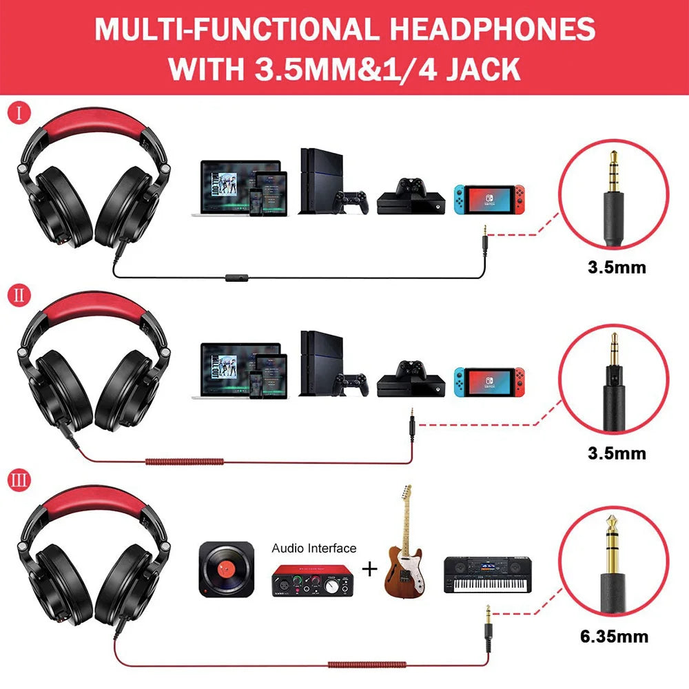 Cuffie DJ da studio cablate over-ear OneOdio con microfono – Headset per mixaggio e monitoraggio con driver da 40mm per gaming e registrazione