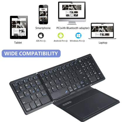 BOW Foldable Bluetooth Keyboard with Touchpad Pocket Folding Keyboard for Laptop Phone Tablet Wireless Rechargeable Keyboard