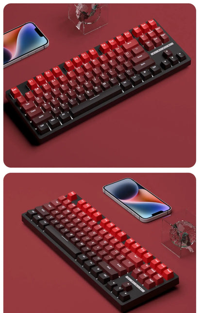 New Keycaps for 60/64/84/98/108 Gaming Mechanical Keyboard MX Switch 135 Keys OEM PBT Side Engraved Red and Black Gradient Color