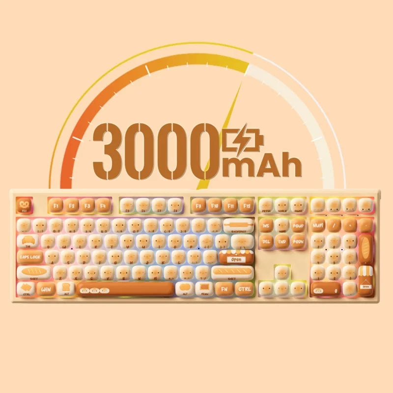 Akko MonsGeek MG108B Bun Wonderland Wireless Mechanical Keyboard MOG Profile RGB 108 Keys Full Size Hot Swap USB / 2.4G / BT 5.0