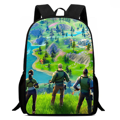 Fortnite Cartoon 15-inch Lightweight Backpack With Adjustable Shoulder Straps Kids Daily School Bag For Boys Girls Age 5-9