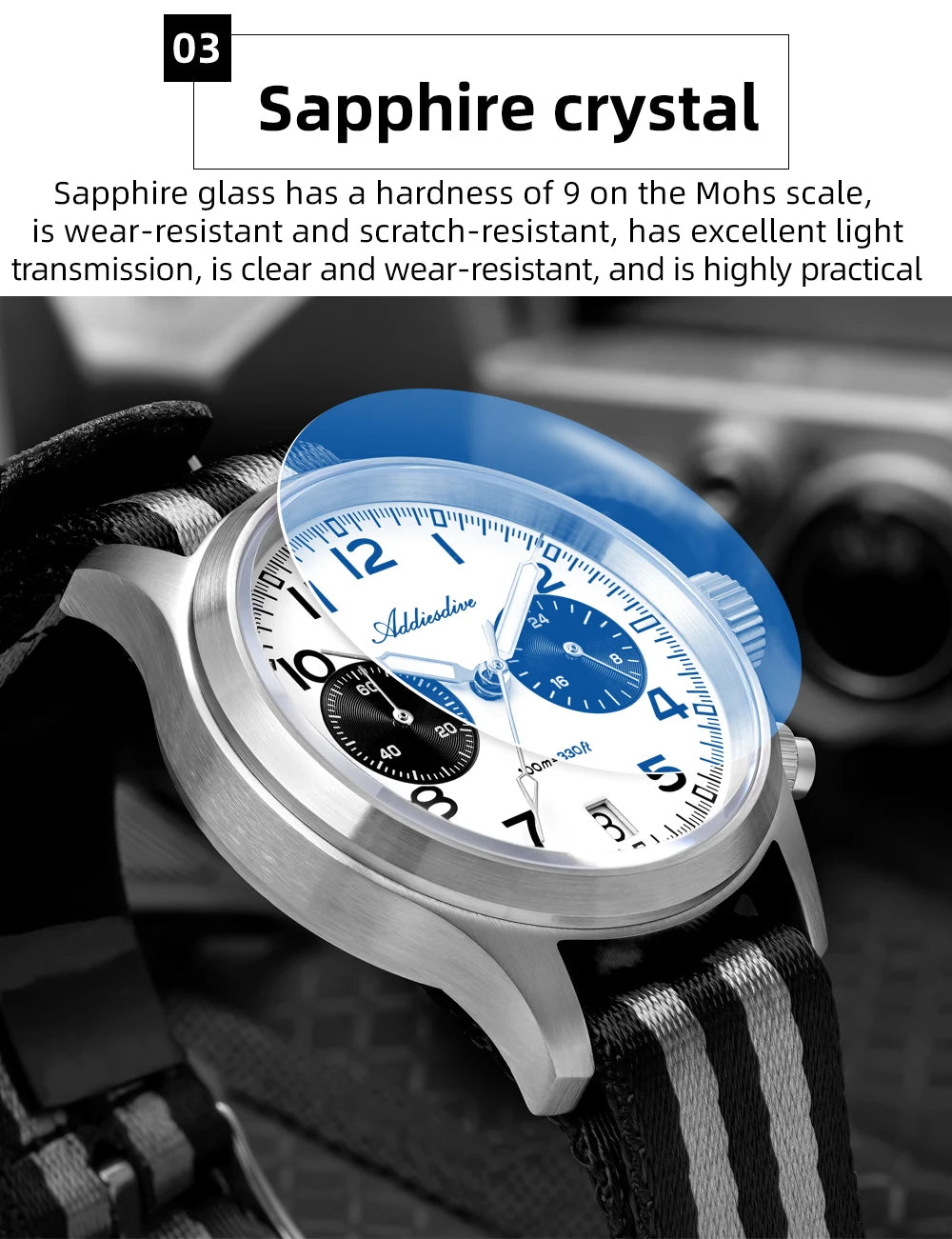 ADDIESDIVE 2025 Neue Panda Eye Herrenuhr, luxuriöse Retro-VK64-Quarzuhr für Herren, Sport-Chronograph, 100M wasserdicht, leuchtend
