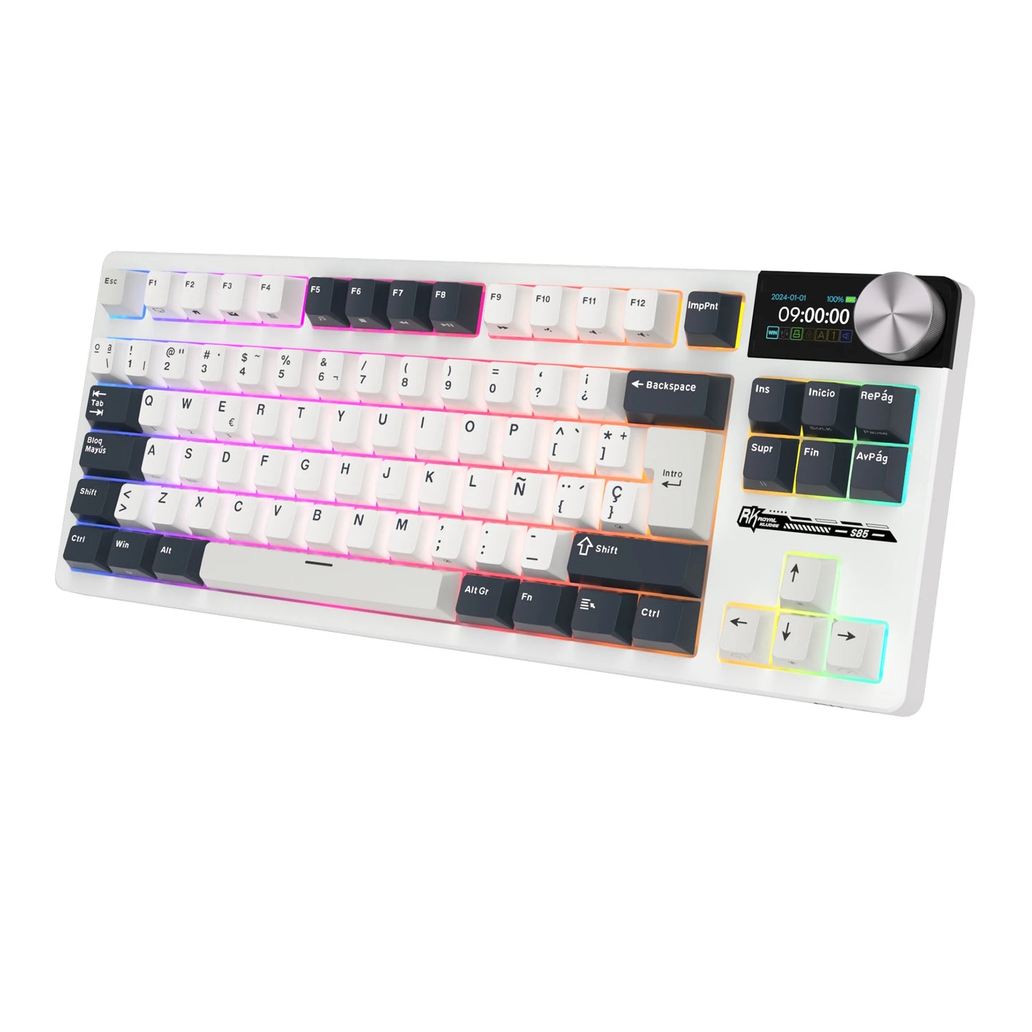 RK ROYAL KLUDGE S85 TFT Color Screen Mechanical Keyboard Tri Mode Wireless 85 Keycaps Hot-Swappable Gamer Keyboard RGB Backlit