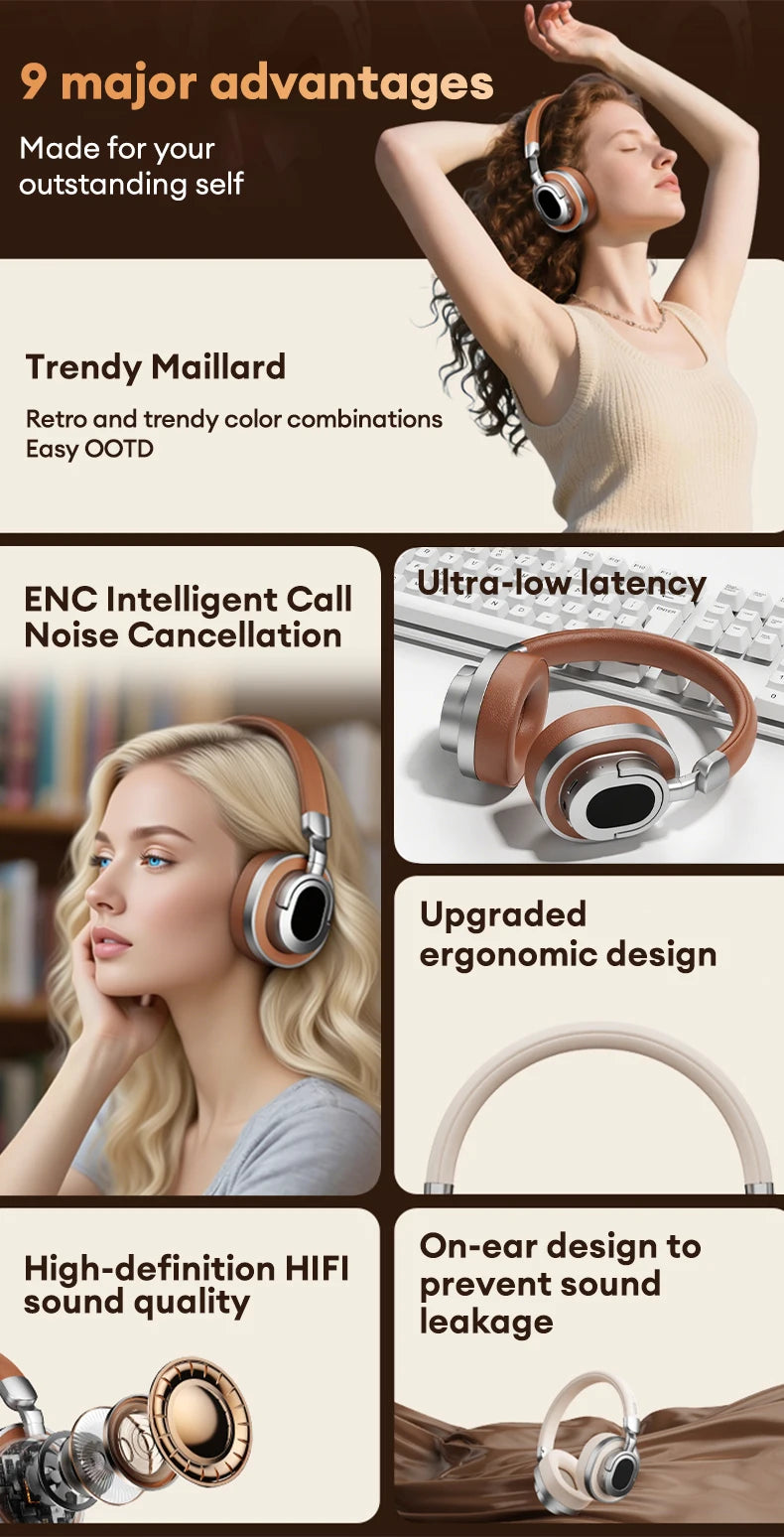 Cuffie over-ear Lenovo LE602 Bluetooth 6.0 – Headset gaming HiFi stereo ANC wireless e cablato con microfono ENC HD