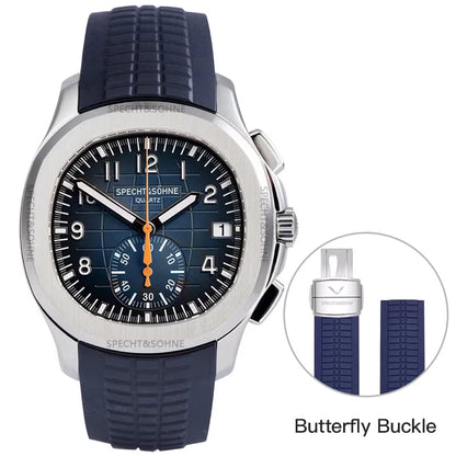 Specht & Söhne New Classic 5167 Men's Watch Orange Color Sapphire Crystal Rubber Strap Sports Male Quartz Watches 50M Waterproof