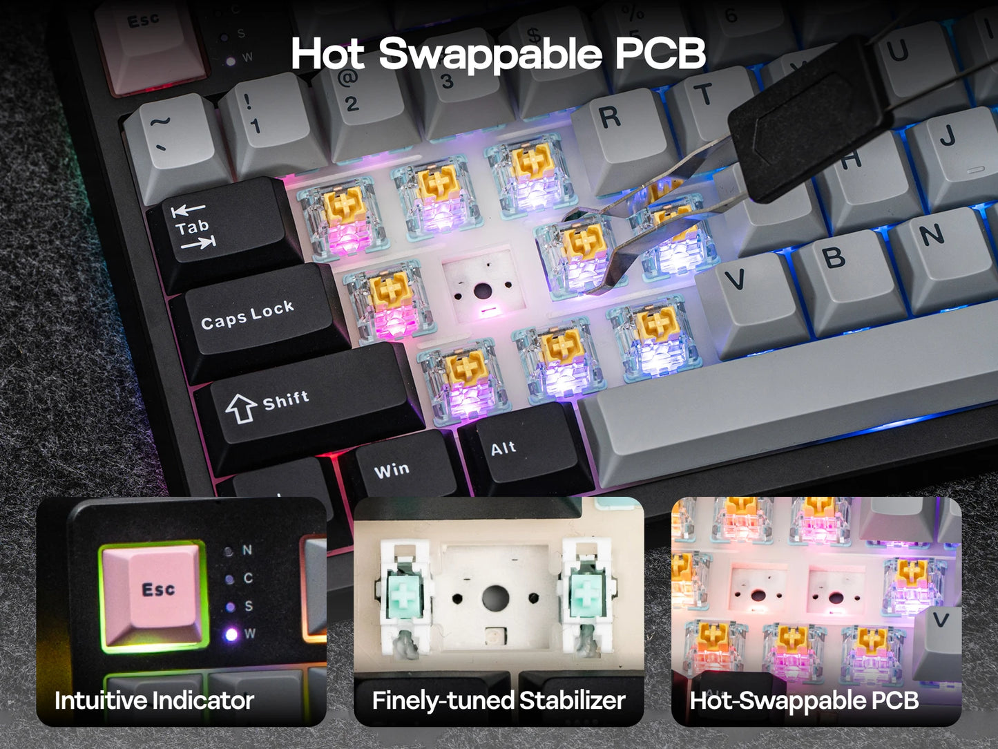 Teclado Mecânico EPOMAKER TH108 PRO 100% Full-Size Hot-Swap com Fio/BT/2.4Ghz sem Fios, Ecrã, Botão Rotativo e Bateria de 10000mAh