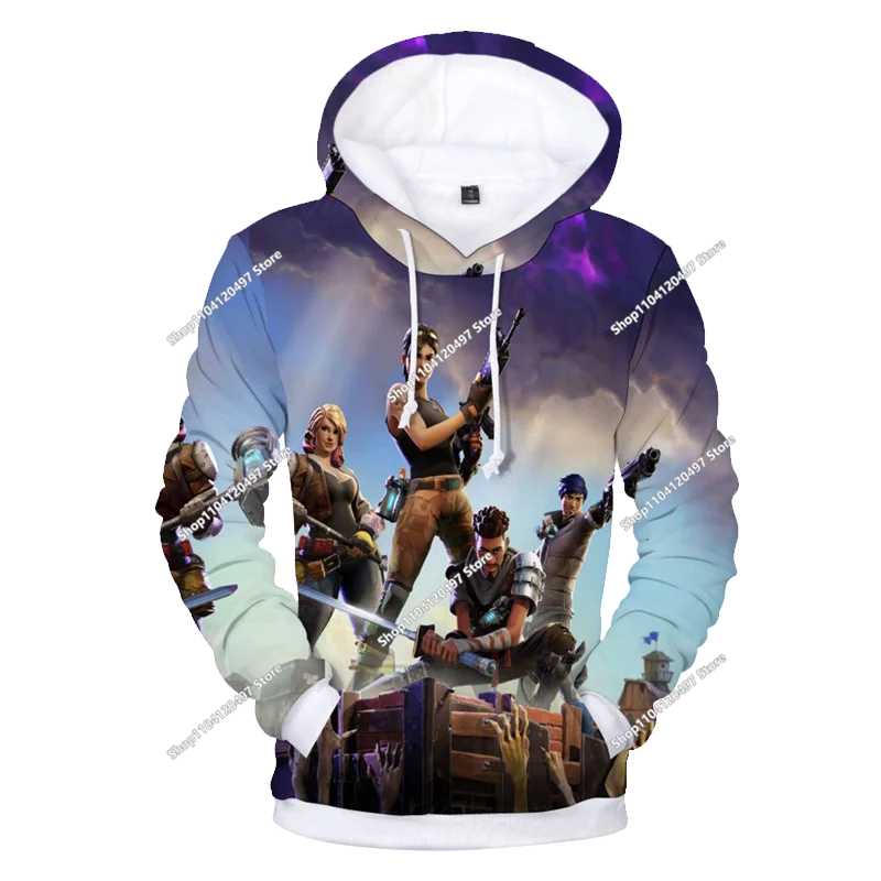 Hoodie Anime Fortnite Infantil, Sweatshirt Masculina Streetwear Hip-Hop Desportiva, Casual, Corte Largo, Moda Outdoor