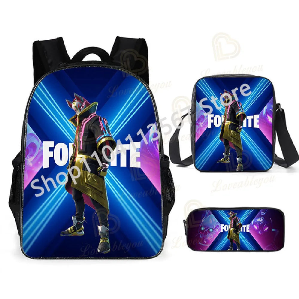 Fortnite Kids 3pcs Backpack Set Women Backpacks Office Stationery for Teenage Girls Boys Laptop Backpack Casual Travel Rucksack