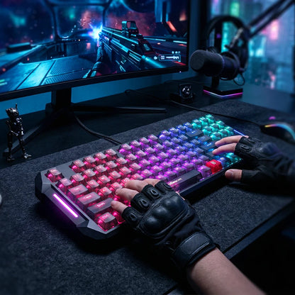DarKBeacon RGB Teclado TKL Compacto de 87 Teclas USB com Fio, Hot-Swappable, Mecânico Silencioso, para Windows, Portátil, PC e Gaming