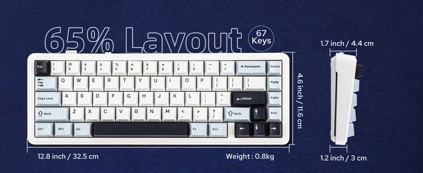 EPOMAKER x AULA F65 65% Layout Wired/Bluetooth 5.0/2.4G Wireless Hot-Swap Gasket-mounted Mechanical Gaming Keyboard for Mac/Win
