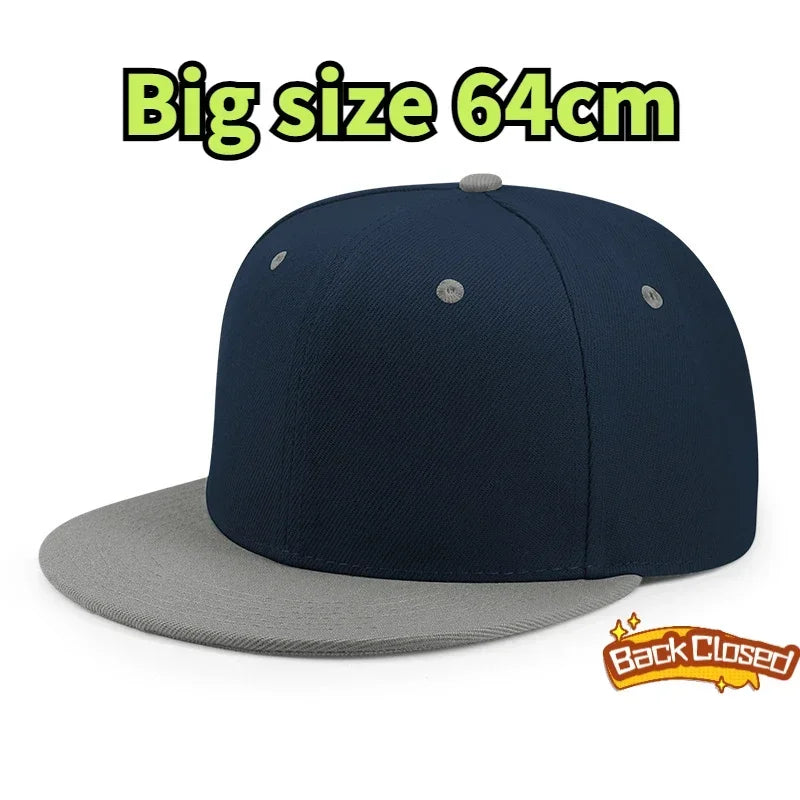 Large 64cm Back Closed Skateboard Cap for Men Fitted Baseball Cap XXL Male Big Size Snapback Caps Plain Football Hat 60cm 62cm