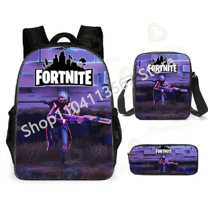 Fortnite Kids 3pcs Backpack Set Women Backpacks Office Stationery for Teenage Girls Boys Laptop Backpack Casual Travel Rucksack