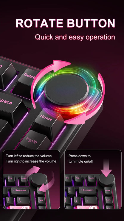 Onikuma 2025 New Mt706 RGB Gaming Mechanical Keyboard 2.4g/ Wired/Bt, 81-Key PBT RGB Gaming Keyboard