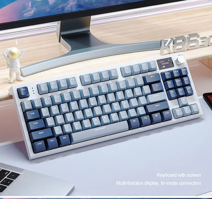 Teclado mecânico ATTACK SHARK K86 com botão metálico, ecrã TFT inteligente a cores, layout de 87 teclas, iluminação RGB e ligação trimodo