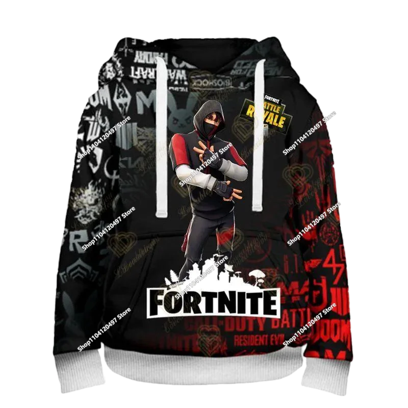 Hoodie Anime Fortnite Infantil, Sweatshirt Masculina Streetwear Hip-Hop Desportiva, Casual, Corte Largo, Moda Outdoor