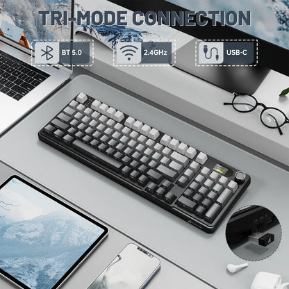ATTACK SHARK X98PRO Tri-mode Gasket Mechanical Keyboard with TFT Screen & Knob, 99 Keys Layout, 5-Layer Foams, Hot-Swap, RGB