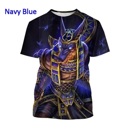 T-Shirts mit dem Sensenmann Anubis – 3D-gedrucktes T-Shirt mit altägyptischem Gott – Auge Ägyptens – Pharao – Harajuku-Mode – Kurzarm-T-Shirt