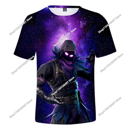 Fortnites 3D-gedrucktes Kurzarm-T-Shirt mit Cartoon-Print, Battle-Royale-Gaming-Shirt für Erwachsene und Kinder, Harajuku-T-Shirt