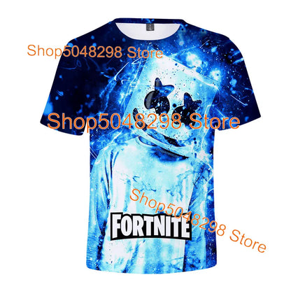 T-shirt Fortnite Bushranger para Crianças, Estampado 3D Banana Peely, T-shirt para Homem e Mulher, Top de Verão Battle Royale, Presentes de Aniversário