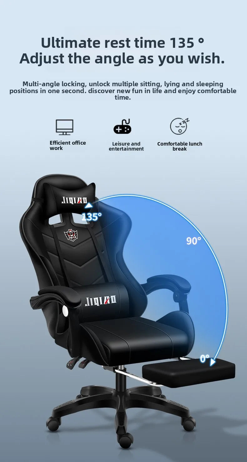 Bequemer ergonomischer Gaming-Stuhl für langes Sitzen, neigbar, mit Massagefunktion und Drehfunktion