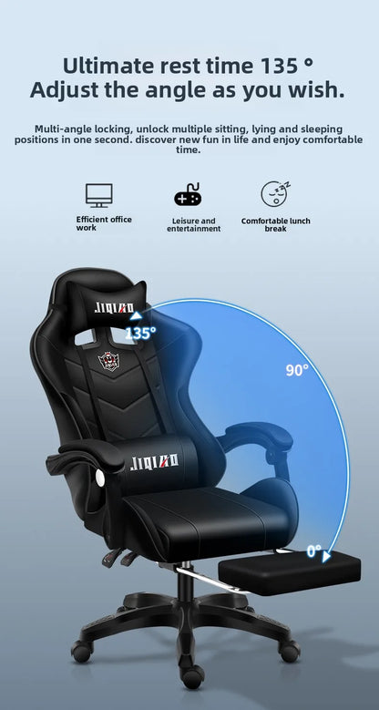 Bequemer ergonomischer Gaming-Stuhl für langes Sitzen, neigbar, mit Massagefunktion und Drehfunktion